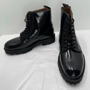 Designer Ted Baker Mascy Ankle Boot Black Leather Lace Up Flat Women's 7 NWOB